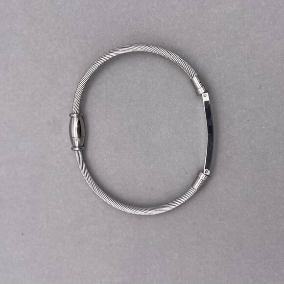 I Am Enough Twisted Wire Keychain Cable Bracelet Silver Tone - Picture 3 of 4